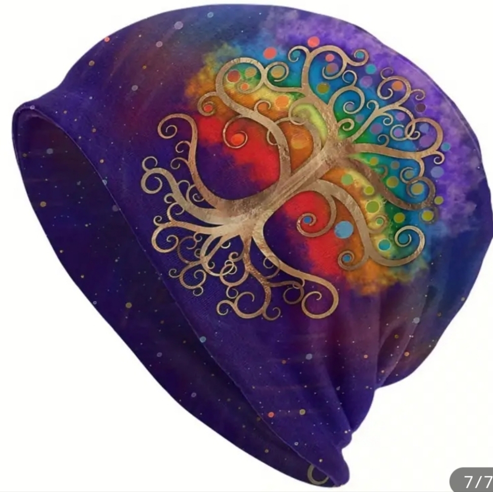 Colorful Tree of Life Slouch Beanie - Picture 8 of 8